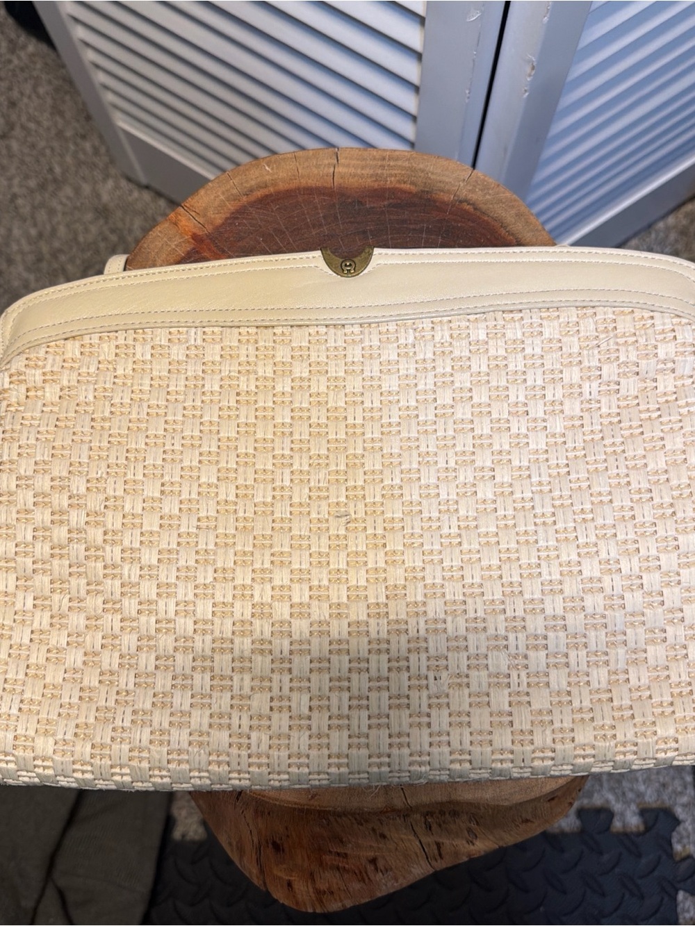 Woven Straw-Style Cream Clutch